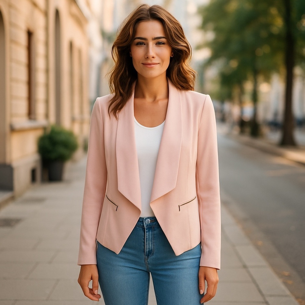 Pink Waterfall Blazer with Structured Silhouette